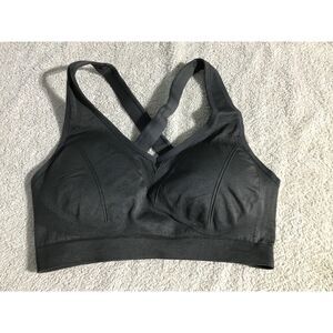 Gray Plus Size Cross Back Sports Bra 2X Padded